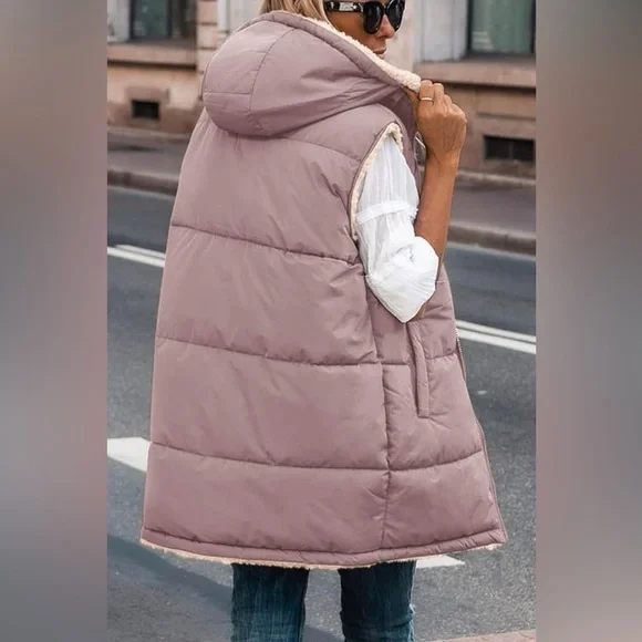 Zip-Up Longline Hooded Vest